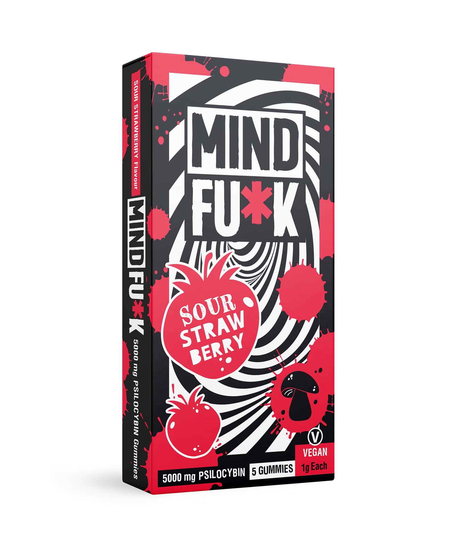 Mindfuck Sour Strawberry Mushroom Gummies – 5000mg
